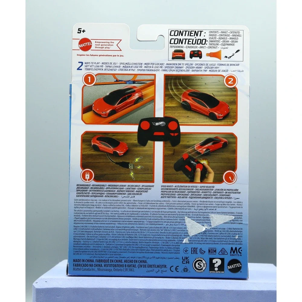 Hot Wheels RC Tesla Roadster 1:64 Scale Remote Control Car Red Mattel GWB95